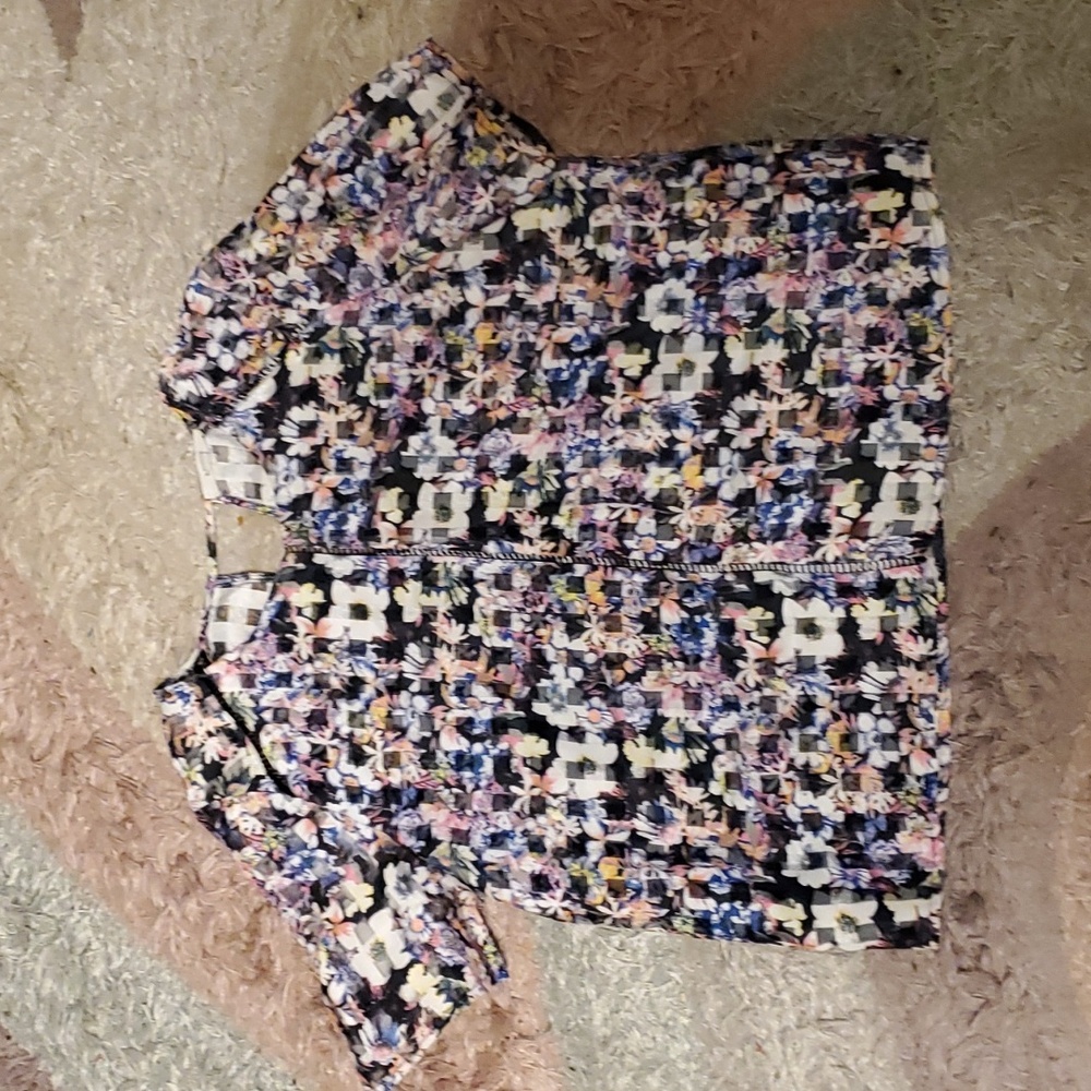 BCNU Multicolored Checkered Floral Shirt large